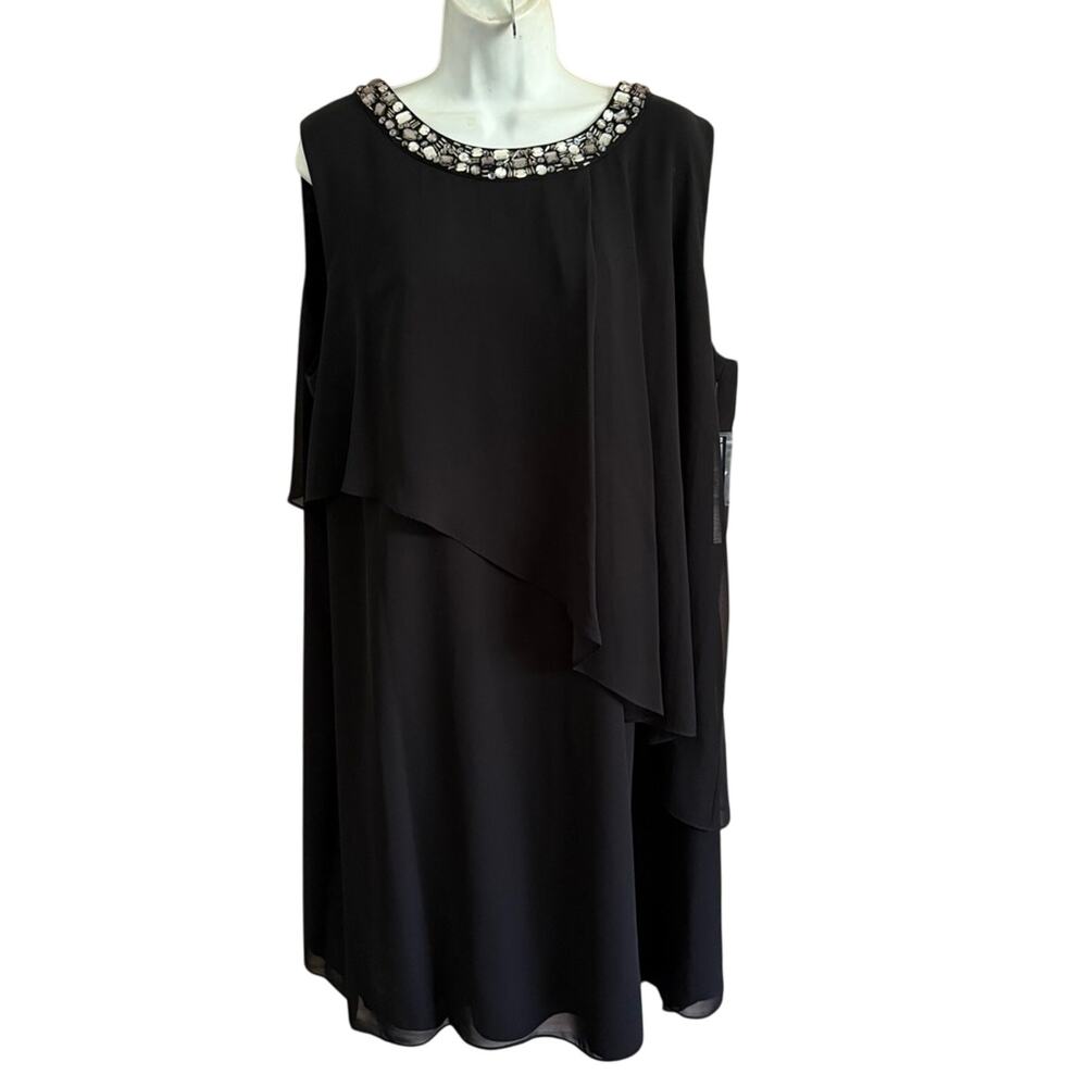 Tahari Black Rhinestone Collar Dress Women’s 18W NEW